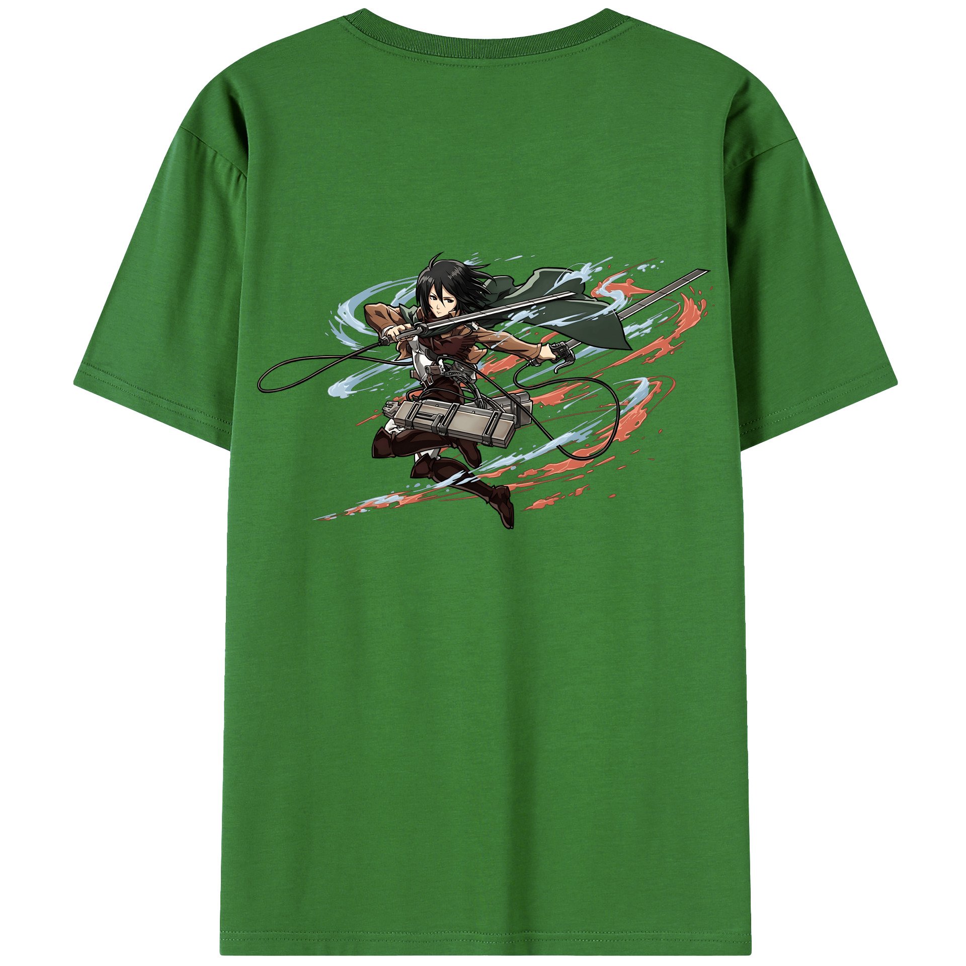 （画像用） 進撃の巨人 ミカサ·アッカーマン Attack on Titan Mikasa Ackerman レディース半袖Tシャツ(バックプリント)